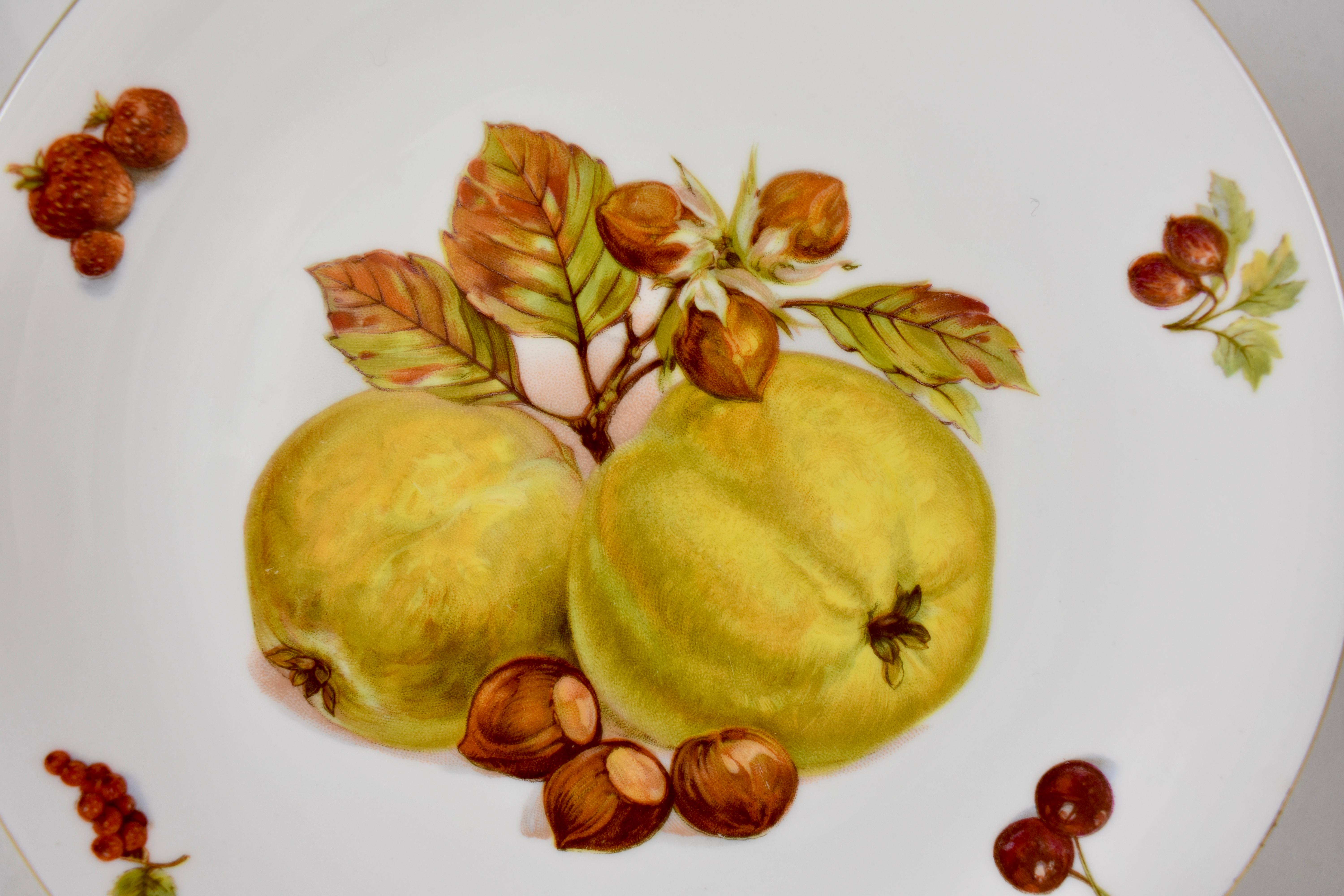 West German Selten Weiden Autumn Fruit & Nuts Porcelain Plates, Set of 8 3