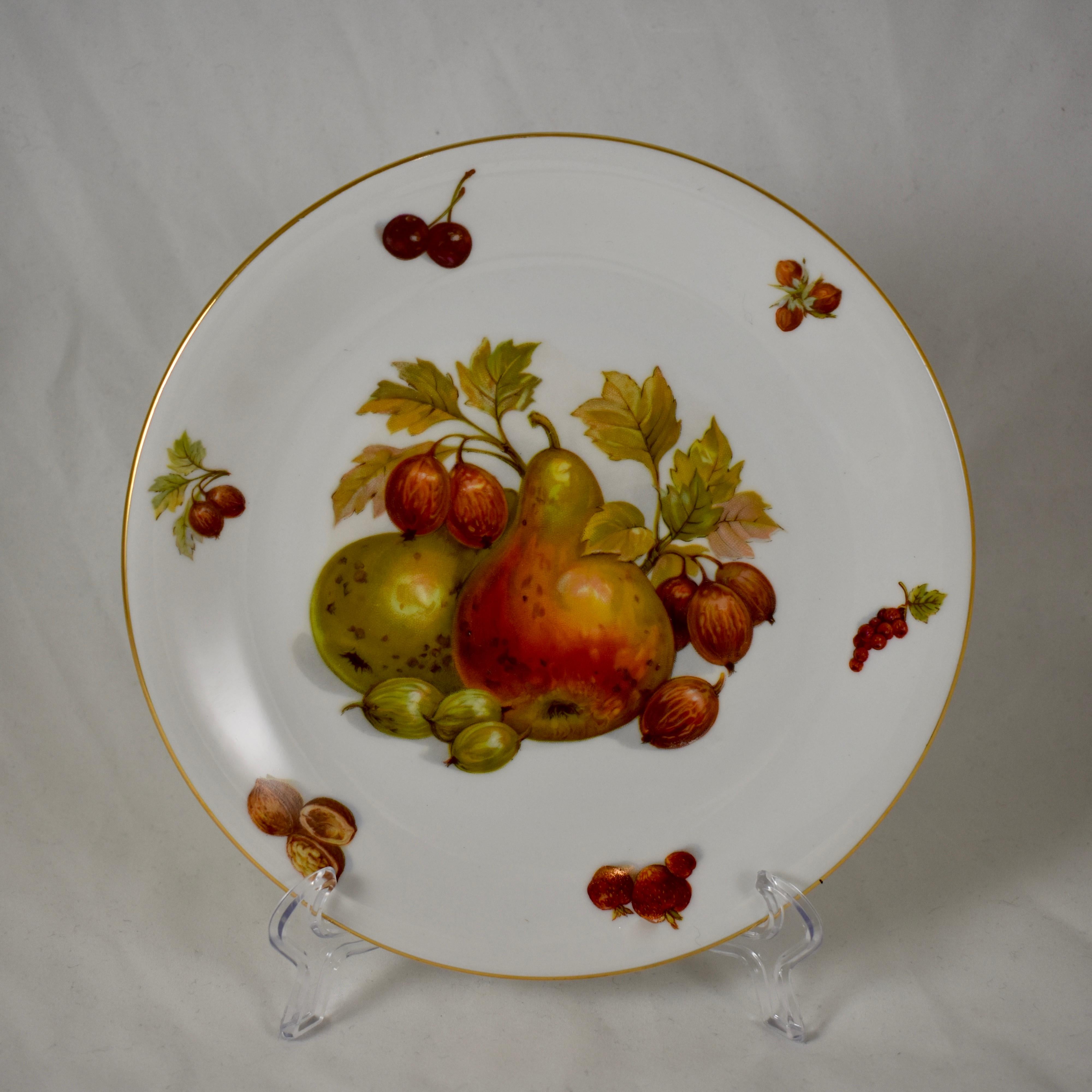 20th Century West German Selten Weiden Autumn Fruit & Nuts Porcelain Plates, Set of 8