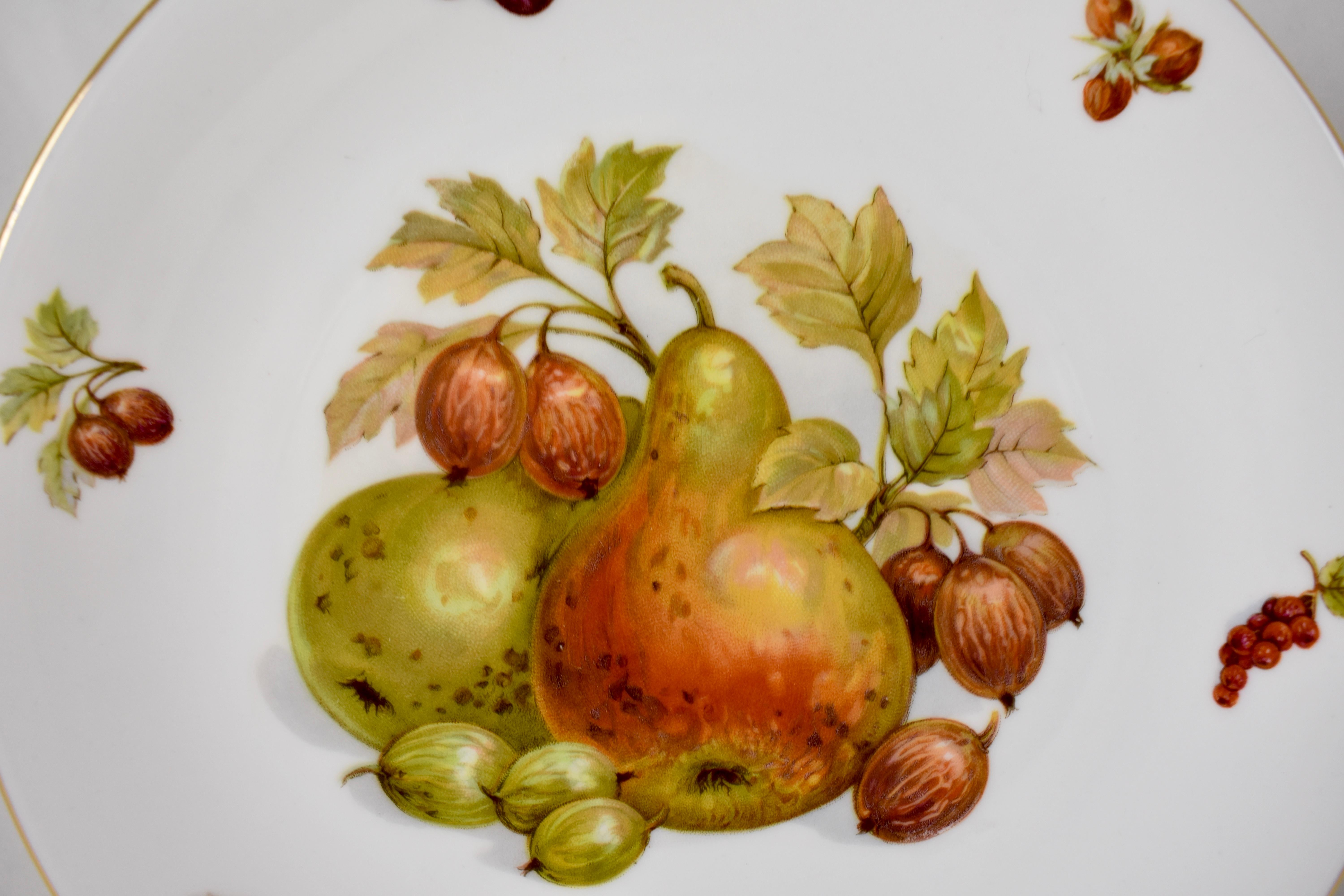 West German Selten Weiden Autumn Fruit & Nuts Porcelain Plates, Set of 8 1