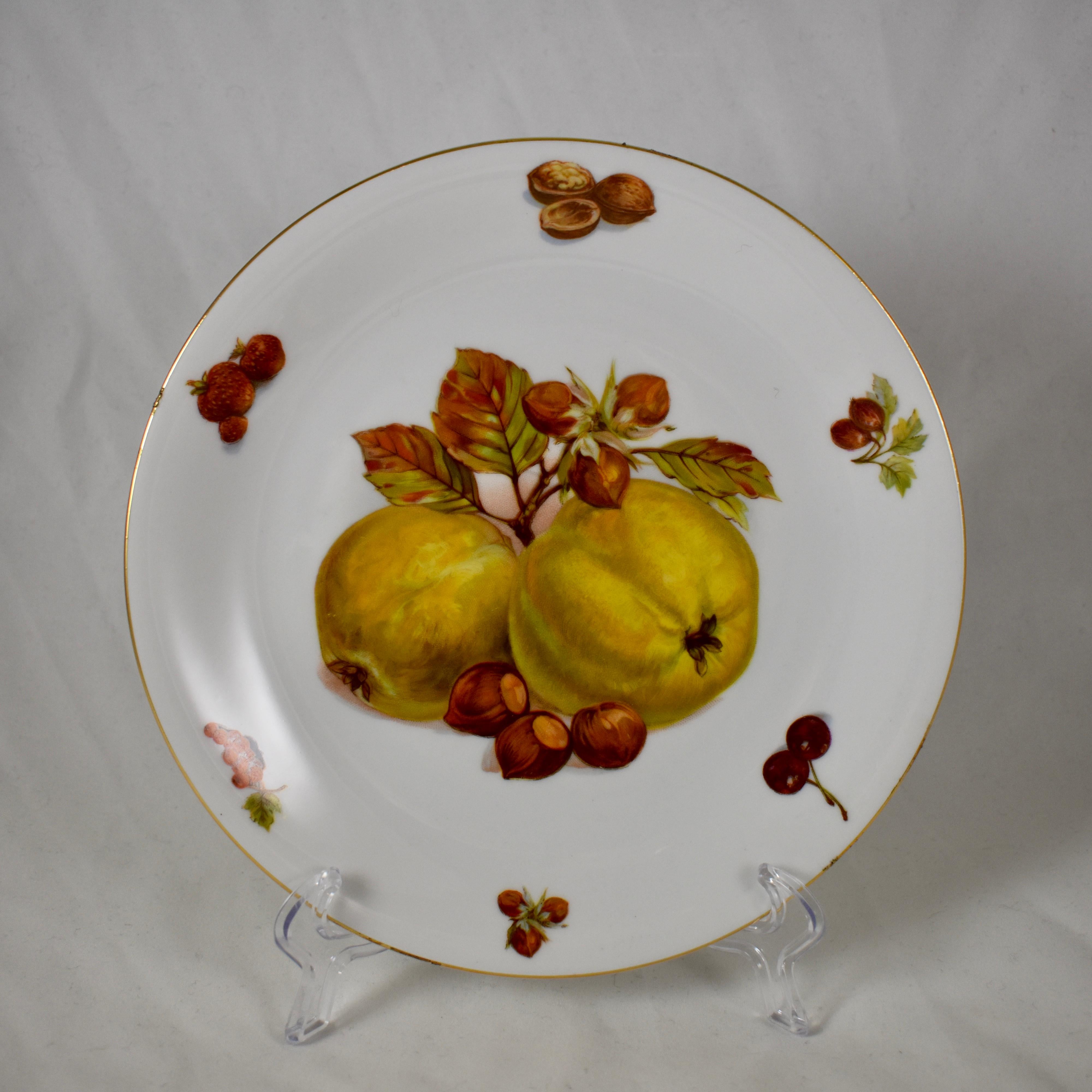 West German Selten Weiden Autumn Fruit & Nuts Porcelain Plates, Set of 8 2