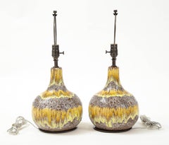 West German Yellow, Brown, Glazed Lamps