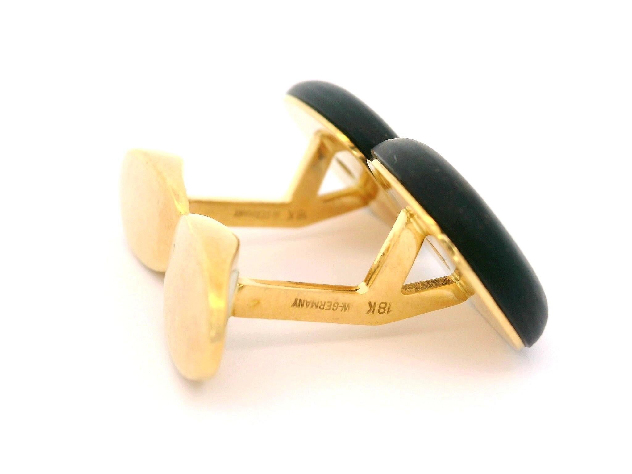 Westdeutschland 18k Gold 0,30ctw Diamant & Mattschwarze Hartstein Kissen-Manschettenknöpfe Herren im Angebot