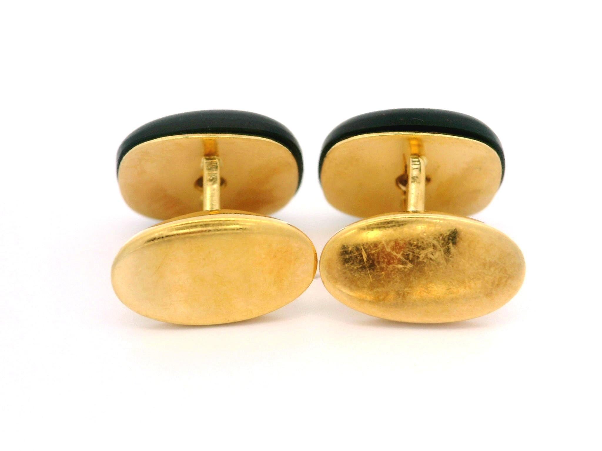 Westdeutschland 18k Gold 0,30ctw Diamant & Mattschwarze Hartstein Kissen-Manschettenknöpfe im Angebot 1