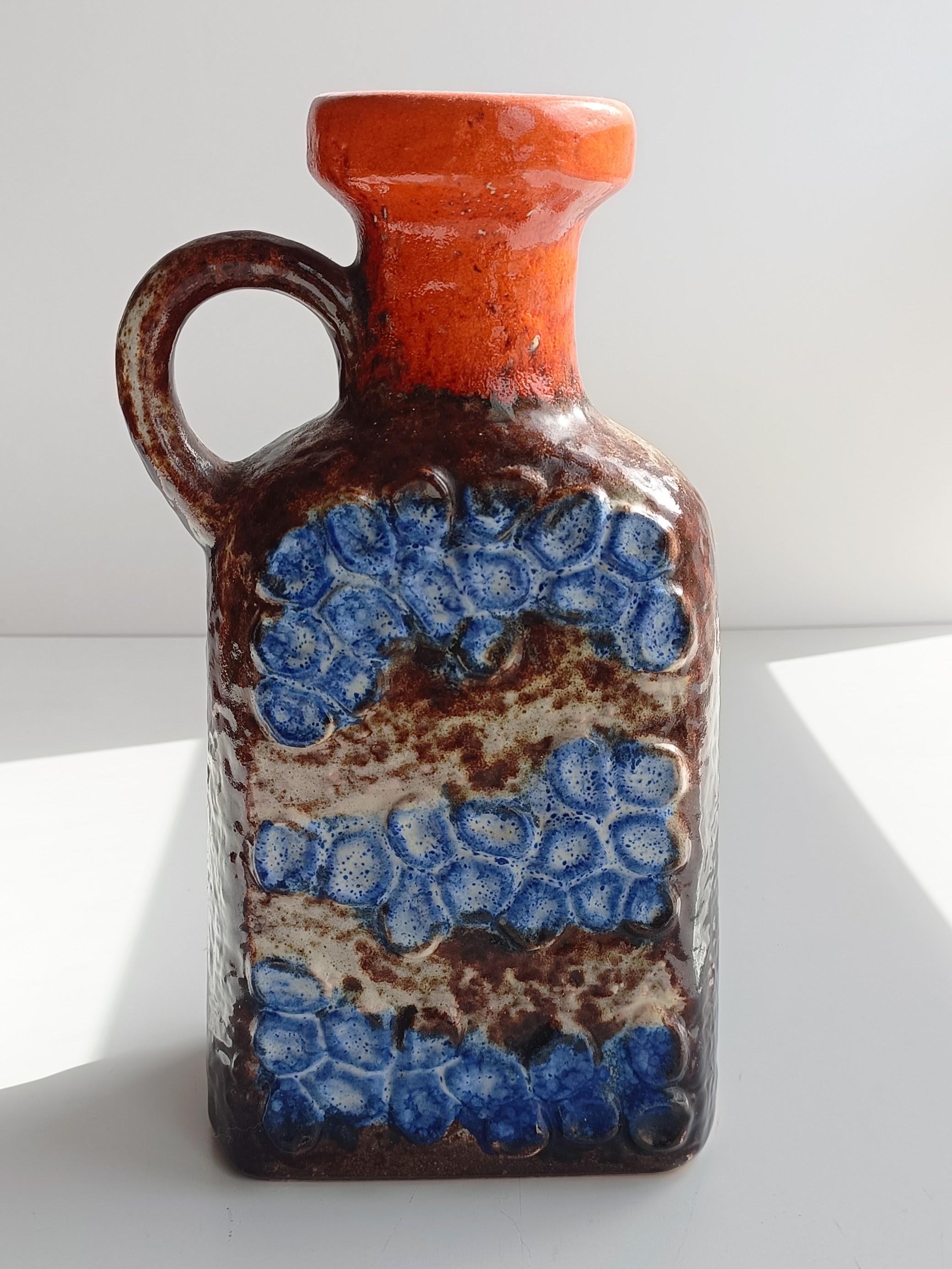 Fette Lava Westdeutsche Dümler & Breiden Vintage Keramik Krug Vase, 1960er Jahre (Deutsch) im Angebot