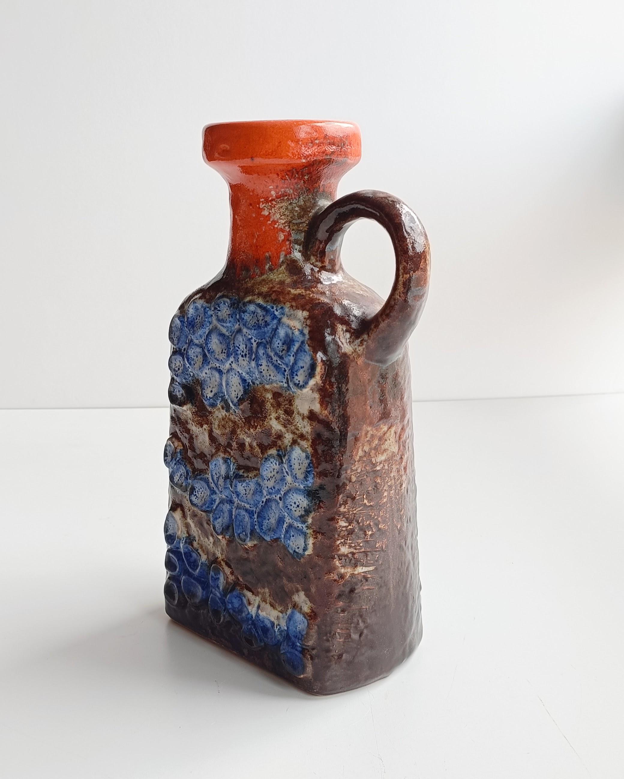 Fette Lava Westdeutsche Dümler & Breiden Vintage Keramik Krug Vase, 1960er Jahre (Moderne der Mitte des Jahrhunderts) im Angebot