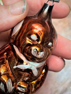 West Germany Blown Glass Brown Dog Christmas Ornament