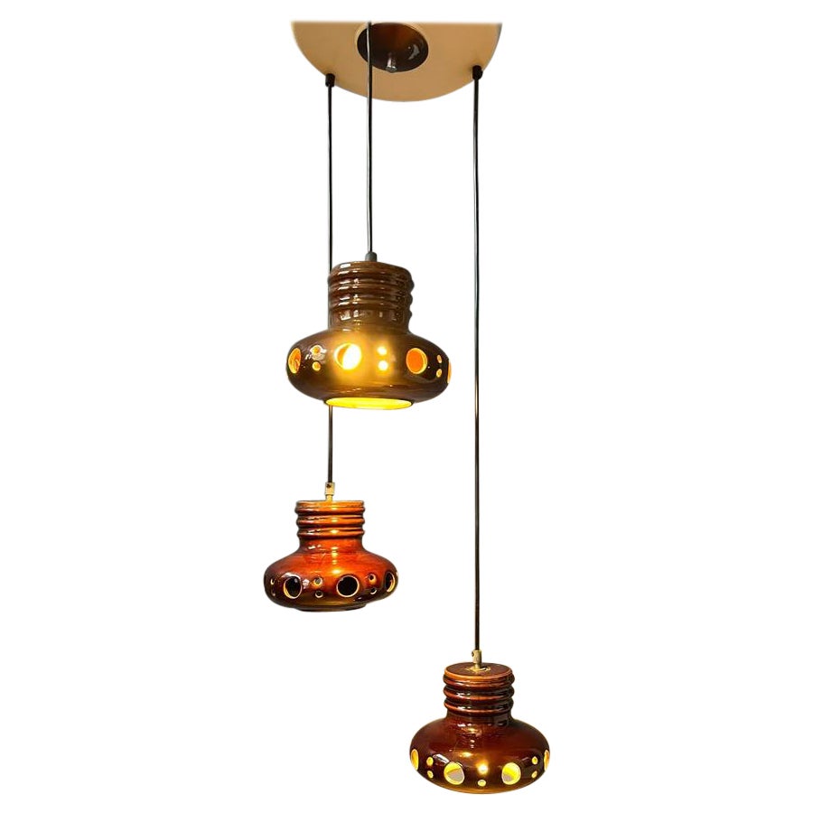 West Germany Ceramic Cascade Chandelier / Pendant Light, 1970s