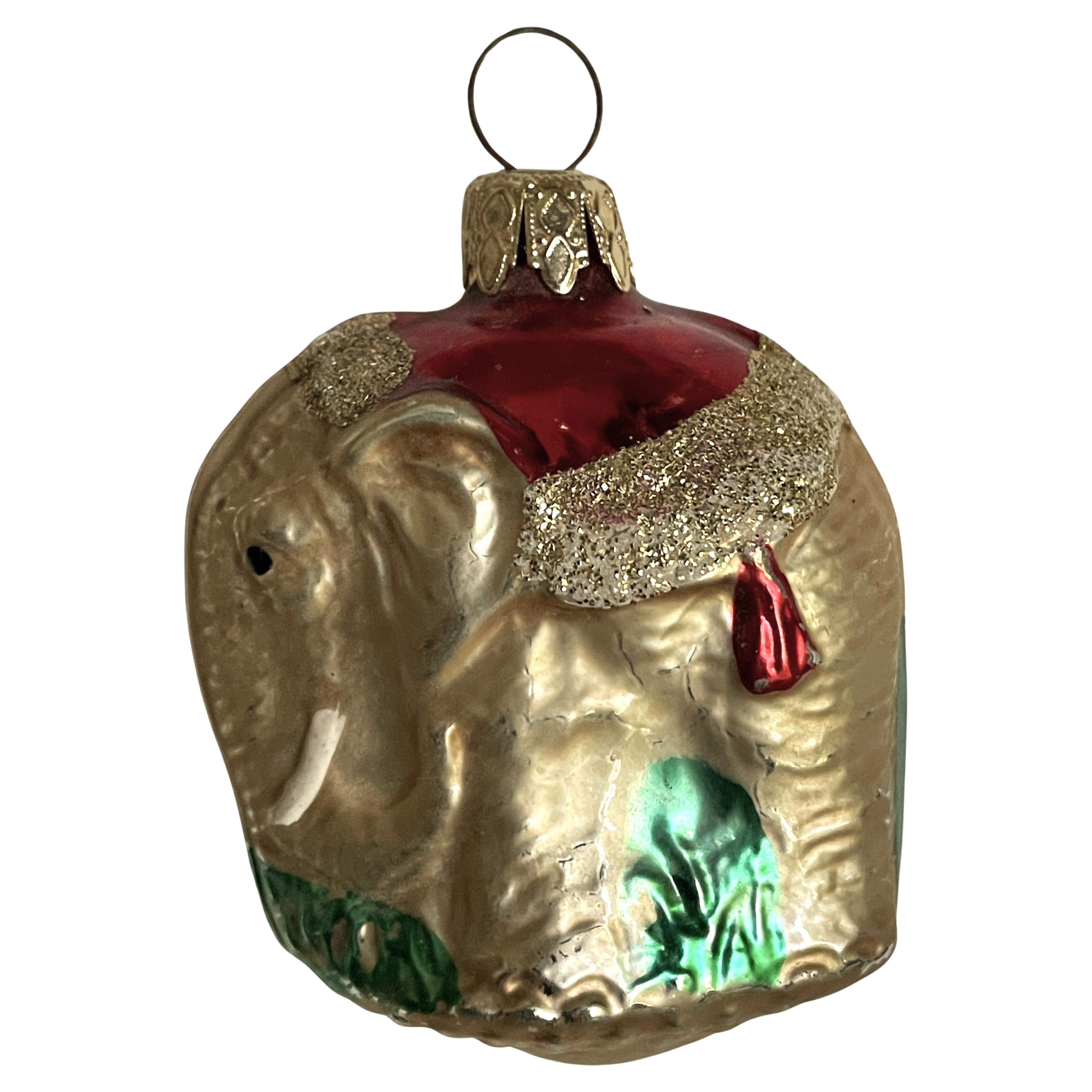 West Germany Hand Blown Elephant Christmas Tree Ornament Decoration