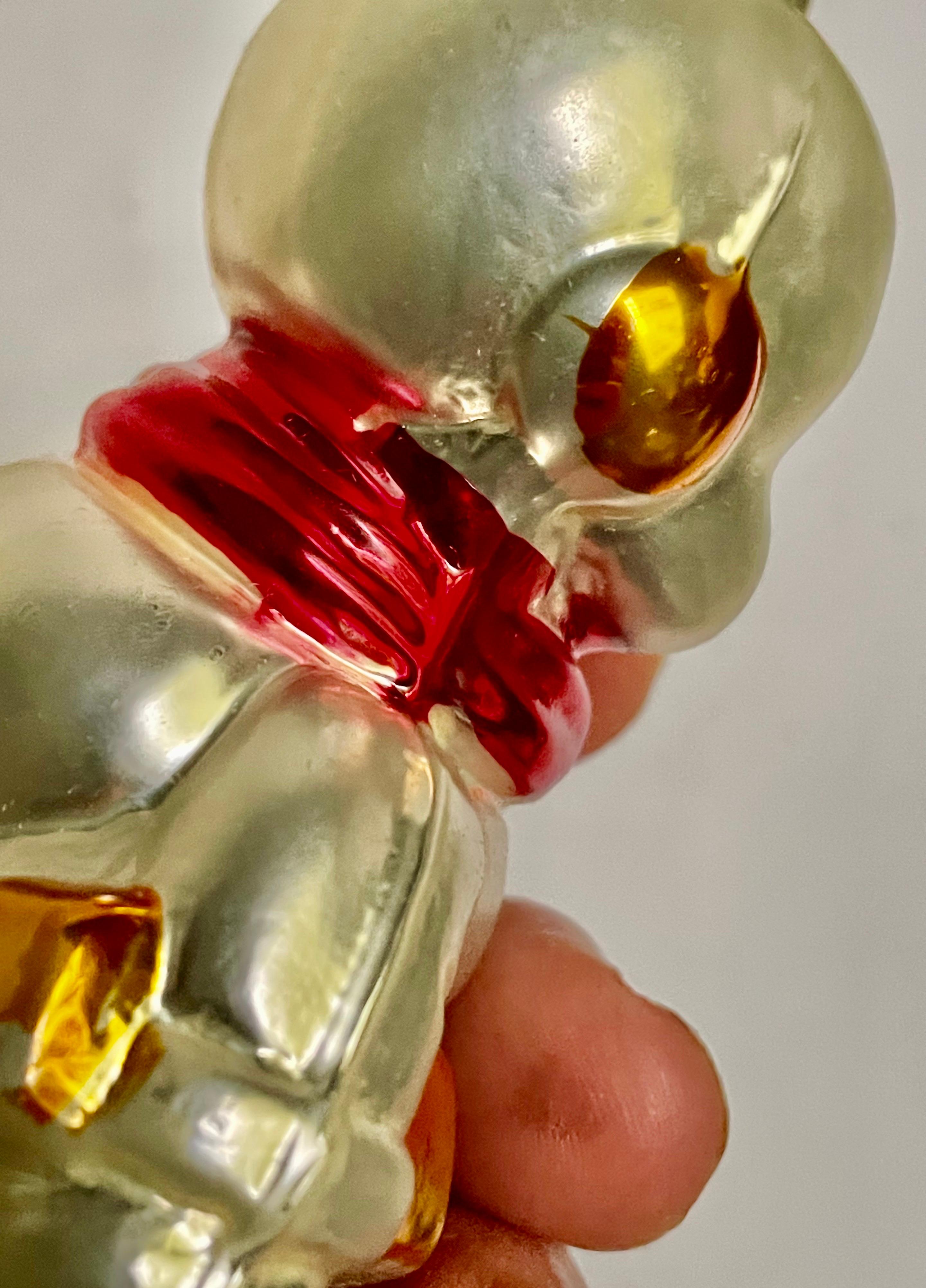 Verre brun Allemagne de l'Ouest Bonhomme de neige soufflé à la bouche Ornement d'arbre de Noël en verre au mercure Foulard rouge en vente