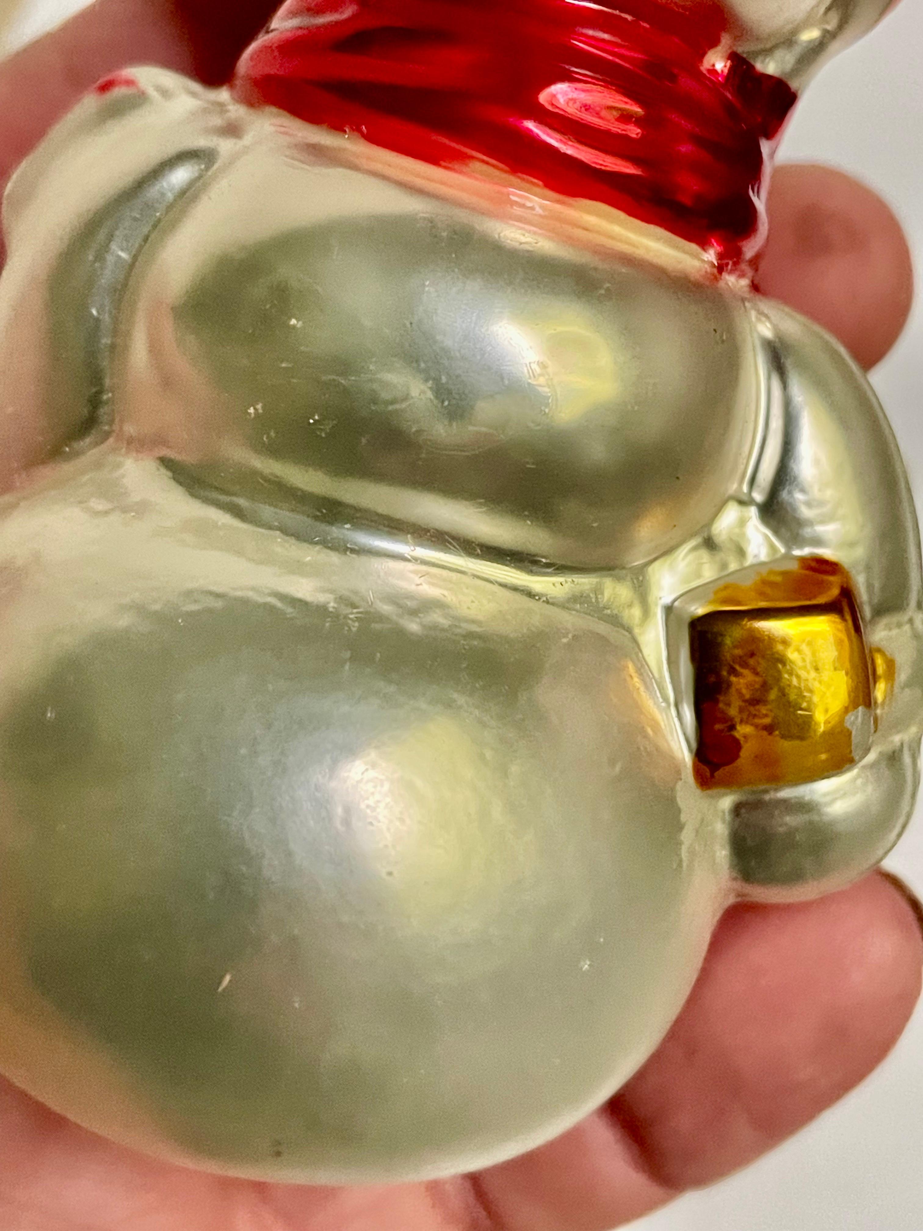 Allemagne de l'Ouest Bonhomme de neige soufflé à la bouche Ornement d'arbre de Noël en verre au mercure Foulard rouge en vente 2