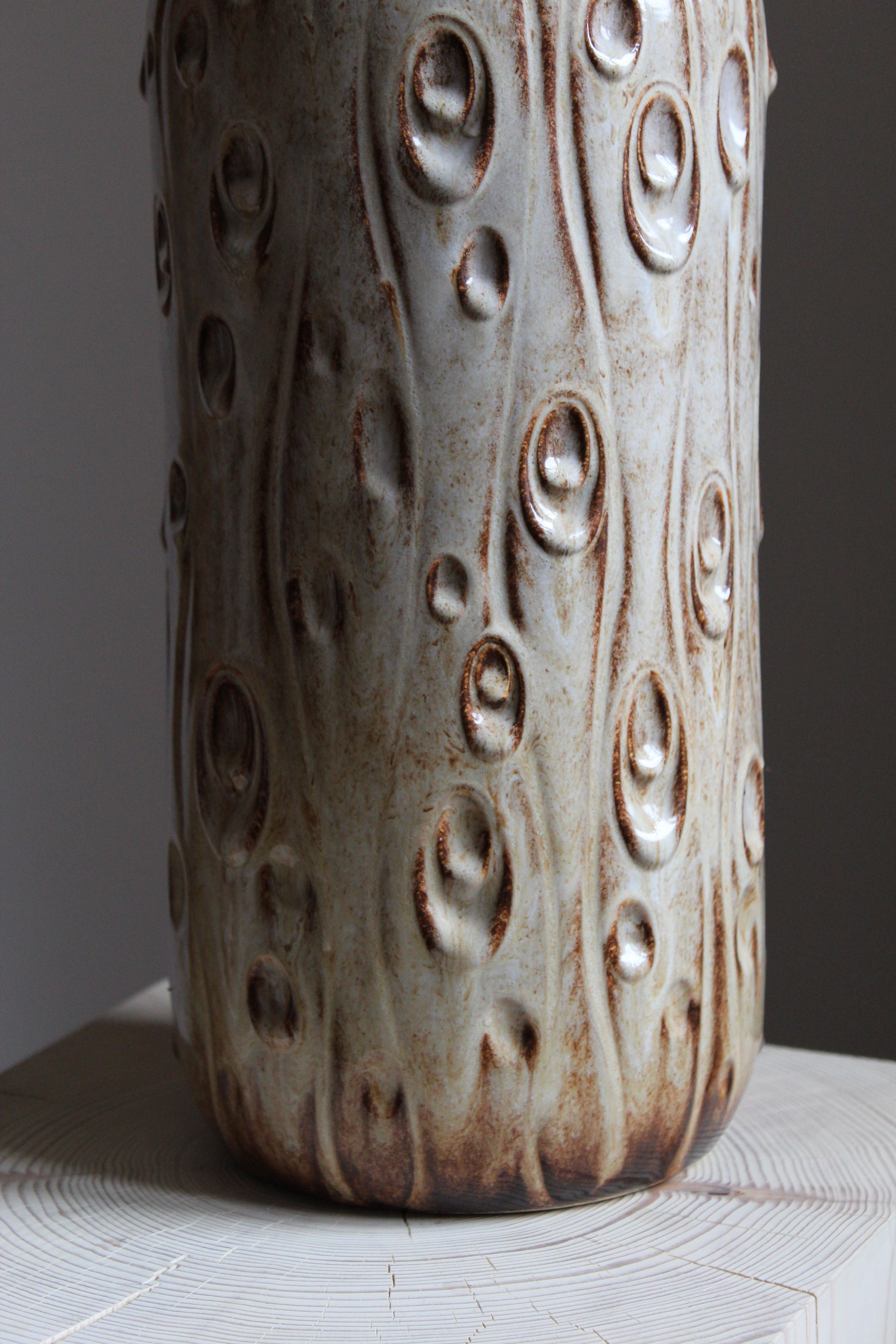 West Germany, Large Organic Floor Vase, Glazed Stoneware, Germany, 1960s In Good Condition In High Point, NC