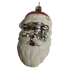 West Germany Mercury Glass Large 4.5" Santa Head Christmas Tree Ornament