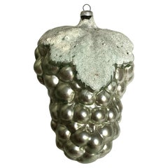 West Germany Mercury Glass Large 4" Silver Grape Bunch Christmas Tree Ornament