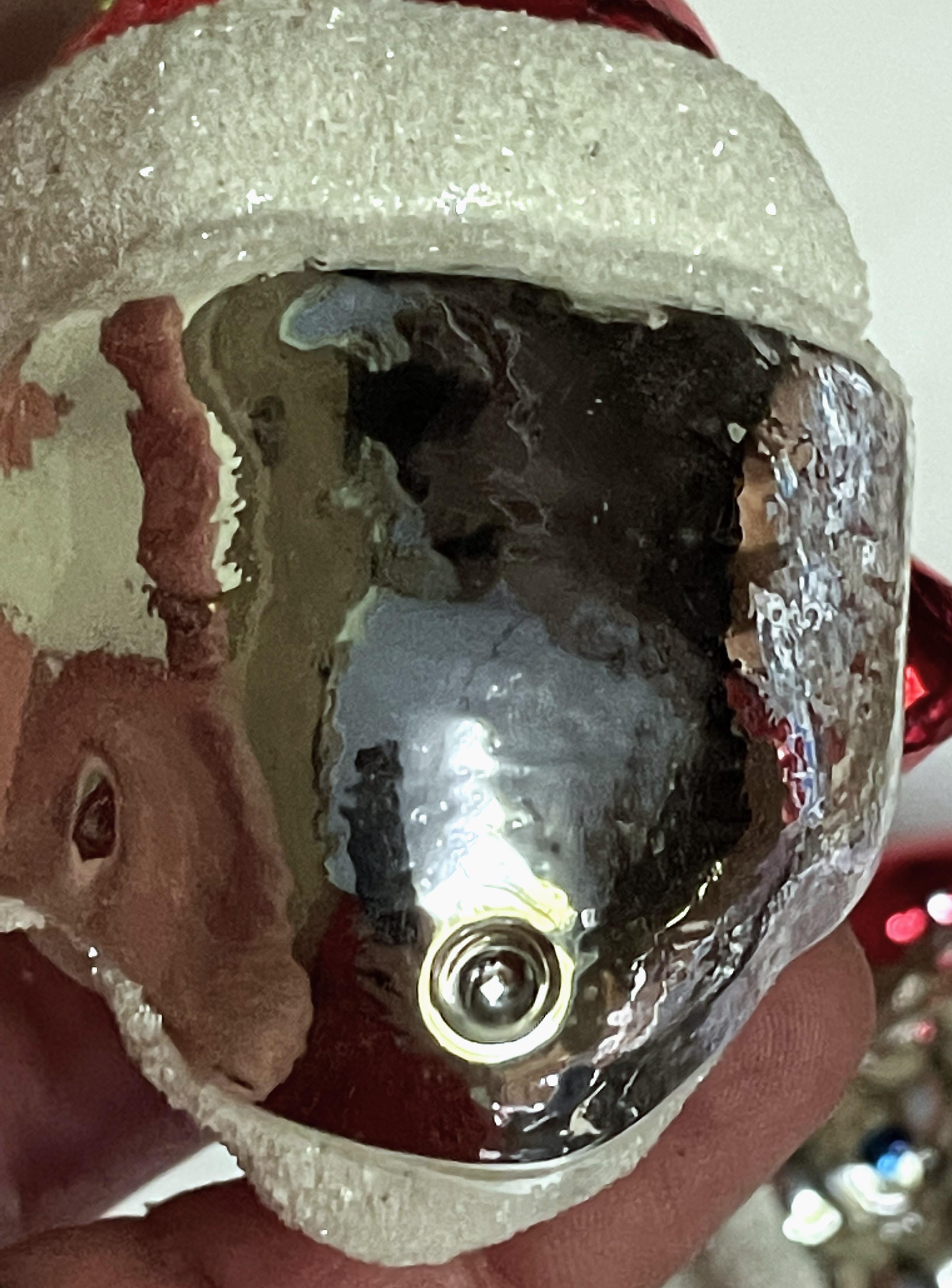 West Germany Mercury Glass Santa Head Christmas Tree Ornament For Sale 9