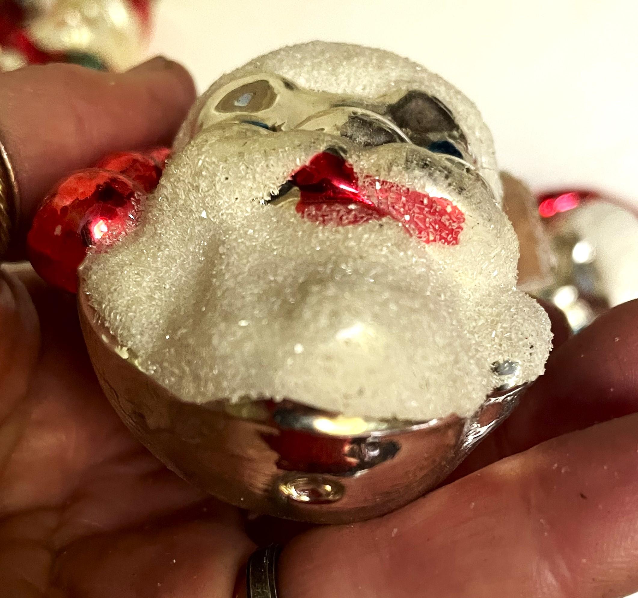 West Germany Mercury Glass Santa Head Christmas Tree Ornament For Sale 2