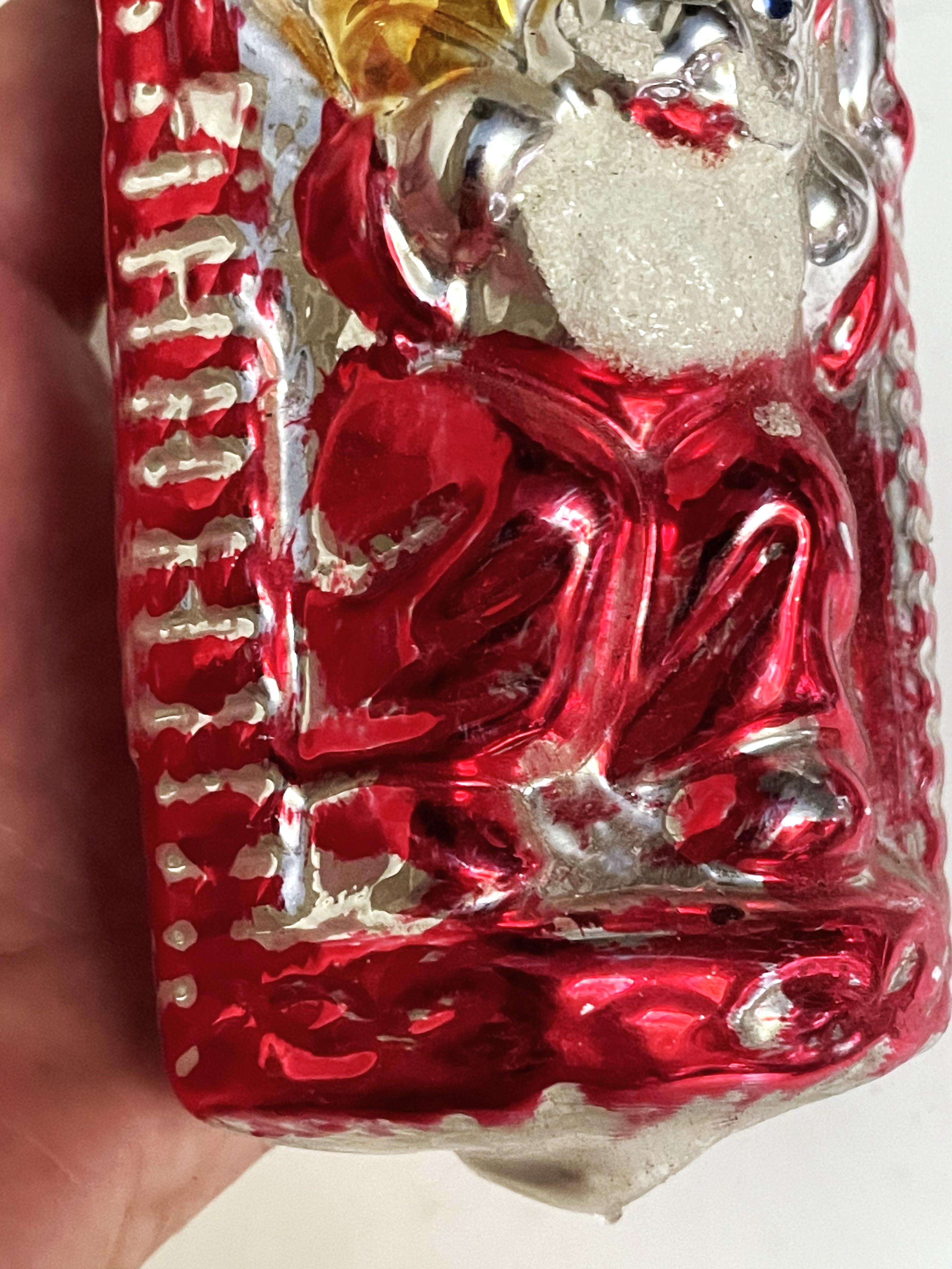 20th Century West Germany Mercury Glass Santa in Fireplace Large 5