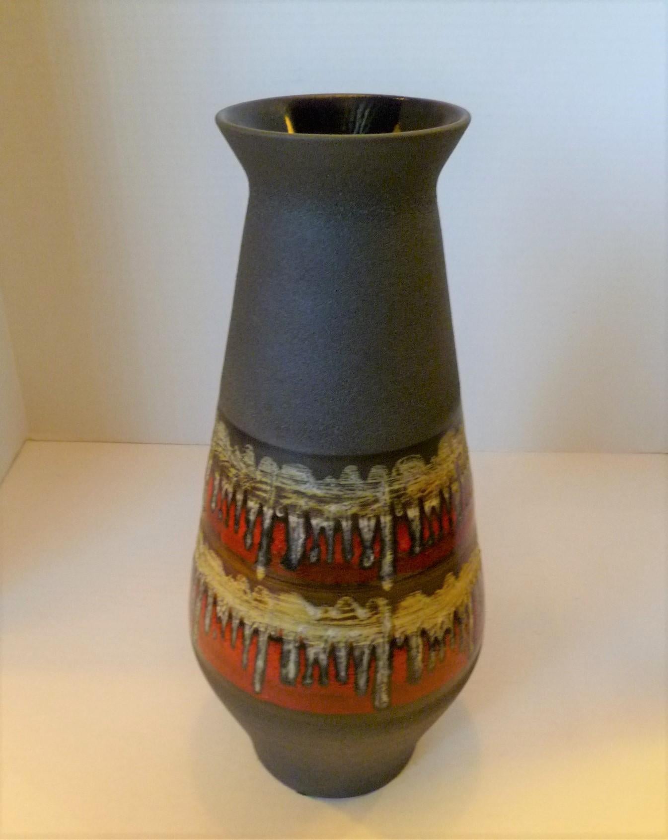 Mid-Century Modern West Germany Modern Ceramic Tall Pebble Glaze Vase by Jasba in 1959