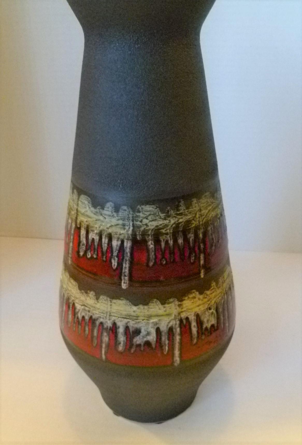 West Germany Modern Ceramic Tall Pebble Glaze Vase by Jasba in 1959 In Good Condition In Miami, FL