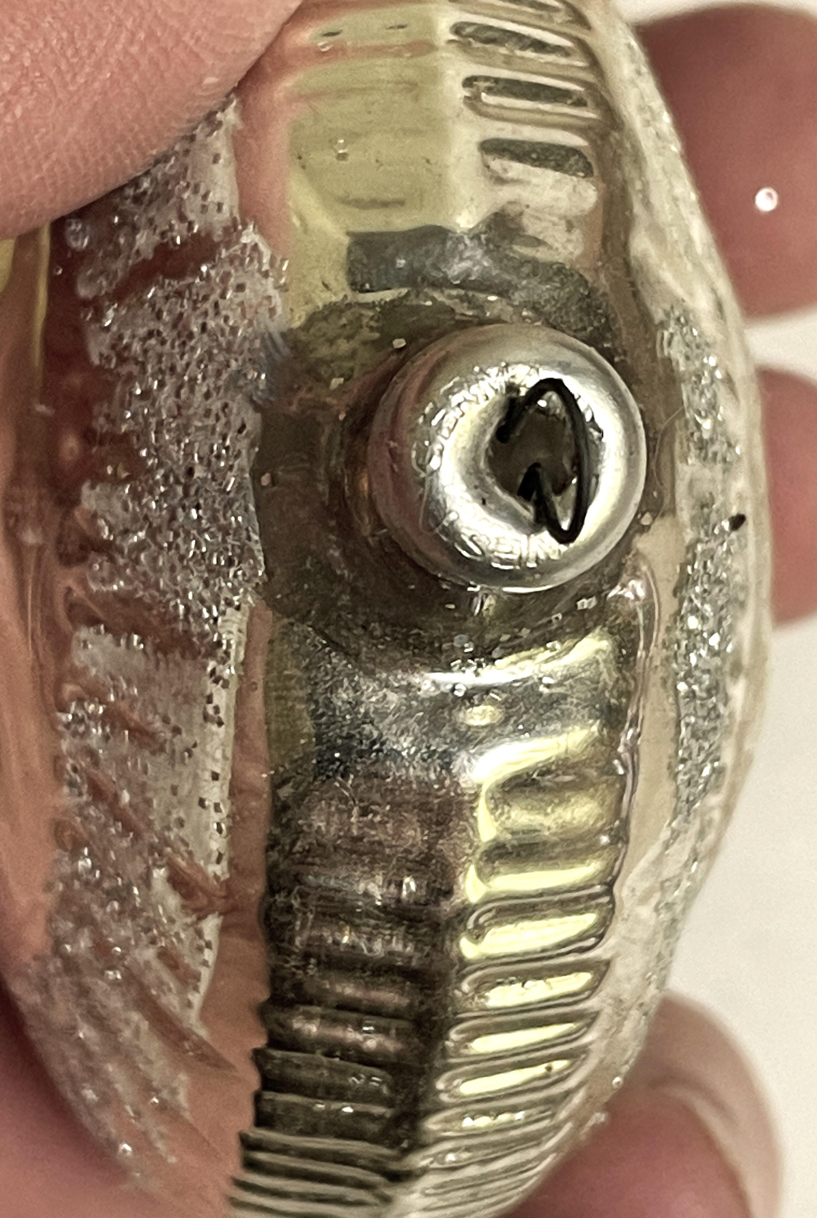 Germania Occidentale Faccia di Luna in vetro soffiato al mercurio d'argento Ornamento per albero di Natale rotondo in vendita 2