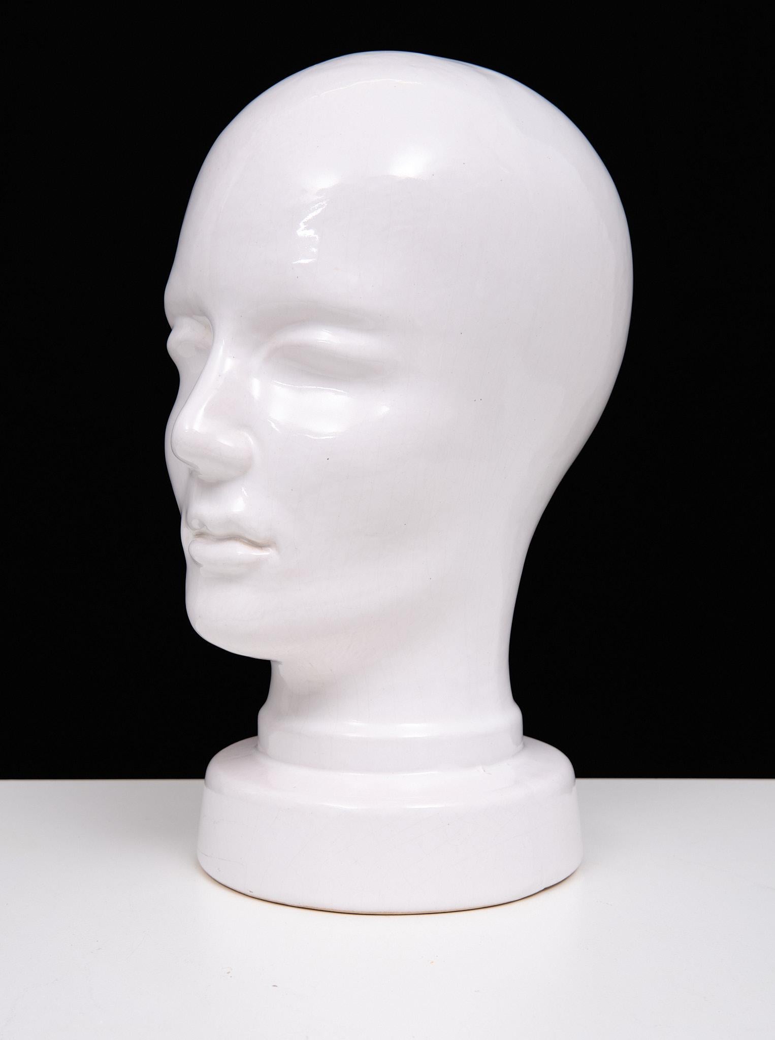 West Germany Pottery   White Ceramic Head  1970s  For Sale 3