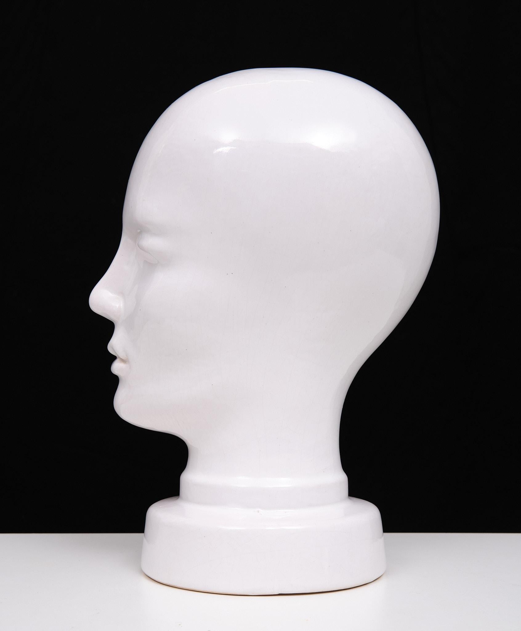 West Germany Pottery   White Ceramic Head  1970s  For Sale 4