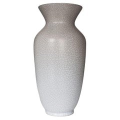 West Germany Silberdistel Large White Cracked Glazing Ceramic Signed Vase 1960s