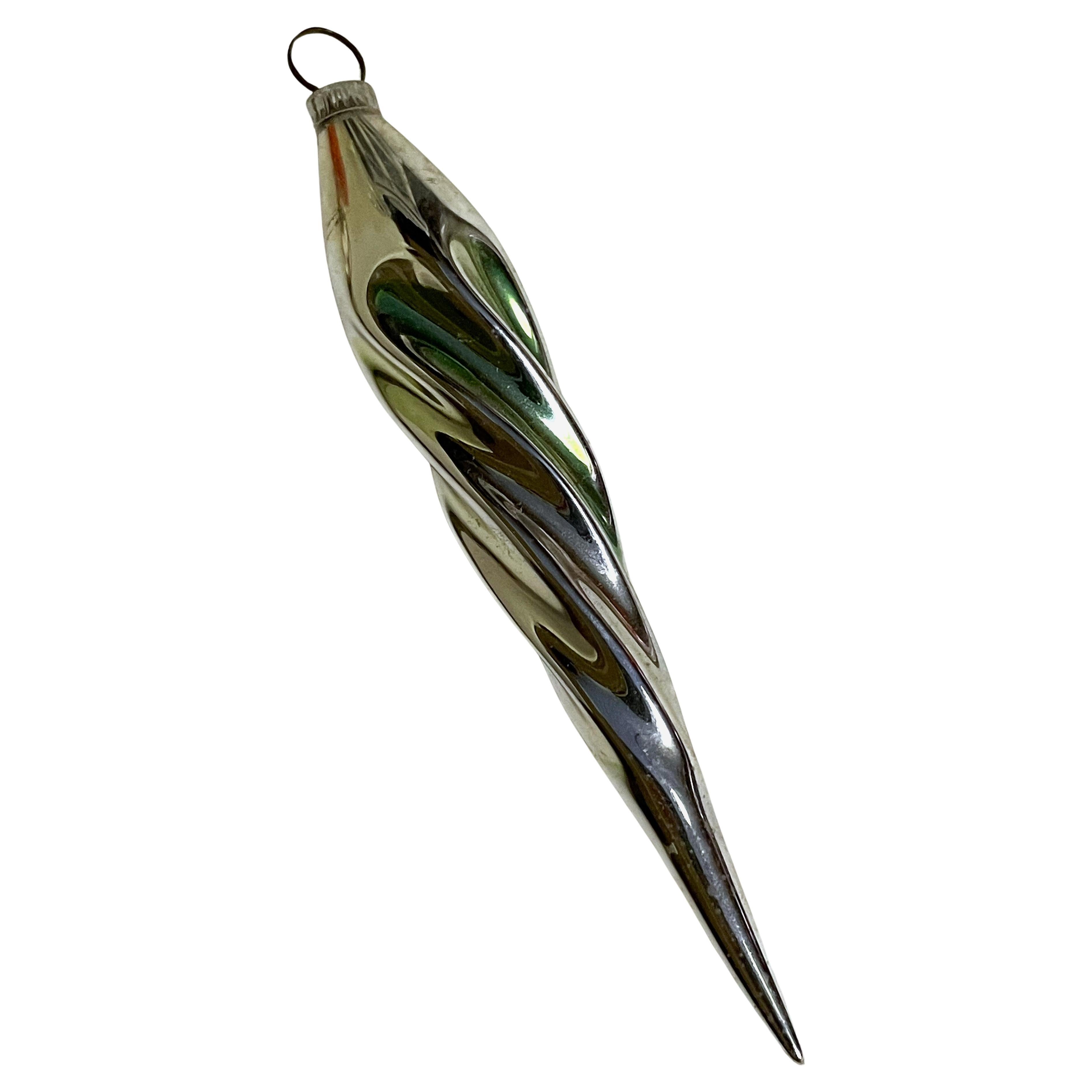 West Germany Silver Mercury Glass Icicle Christmas Tree Ornament
