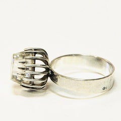 West Germany Silver Ring with Rock Crystal Stone, 1960s