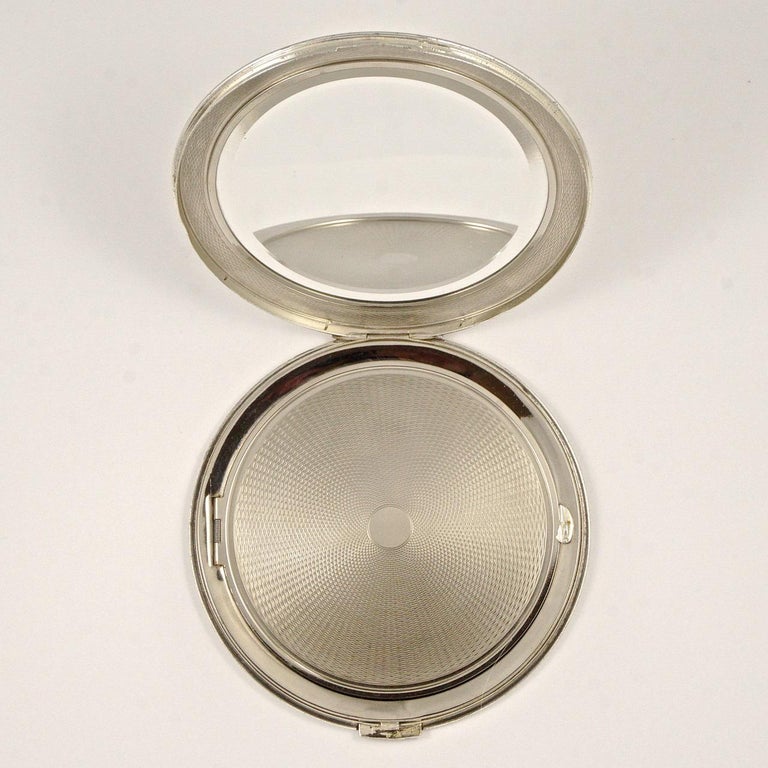 West Germany Sterling Silver Powder Compact with a Leaf Design circa 1950s  For Sale at 1stDibs