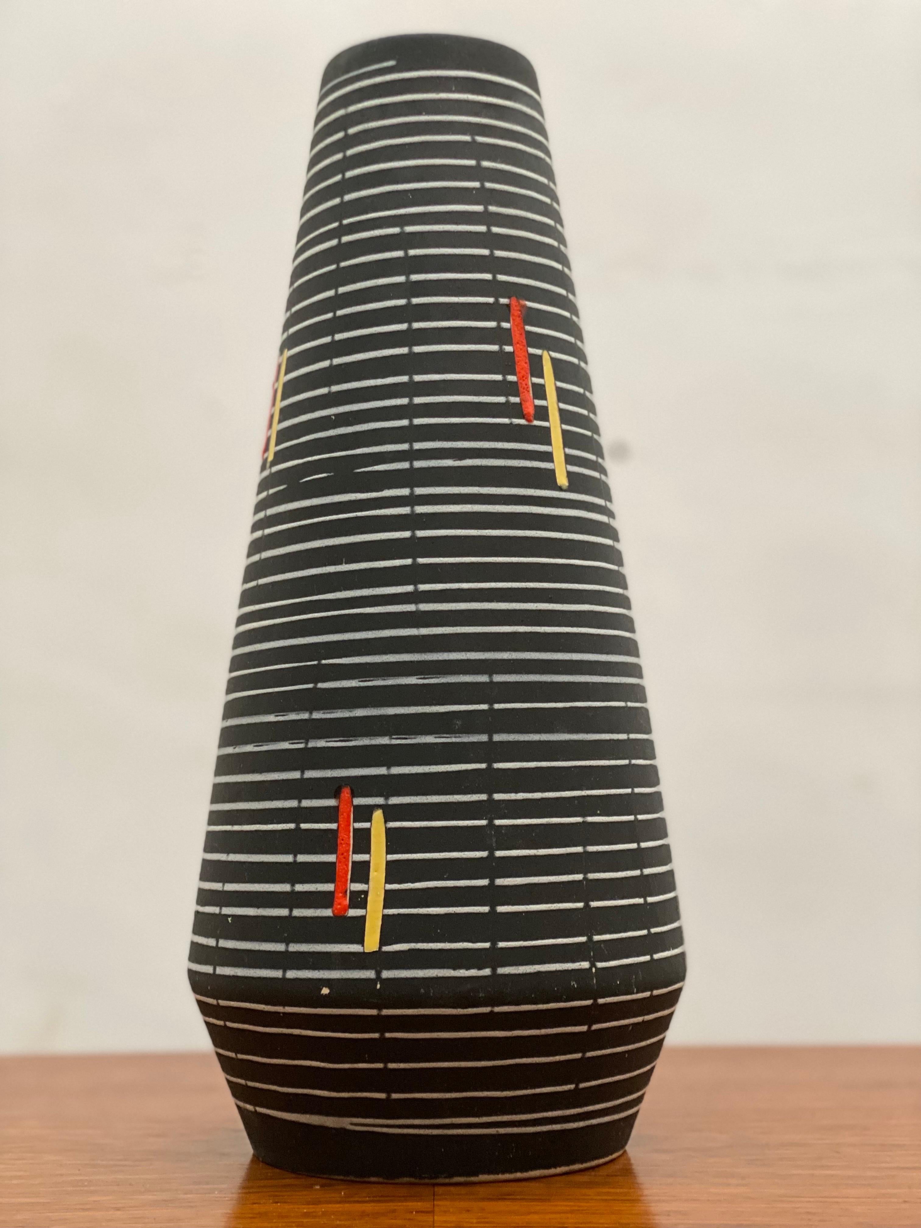 West Germany, Vase Black and White In Good Condition In Antwerp, BE