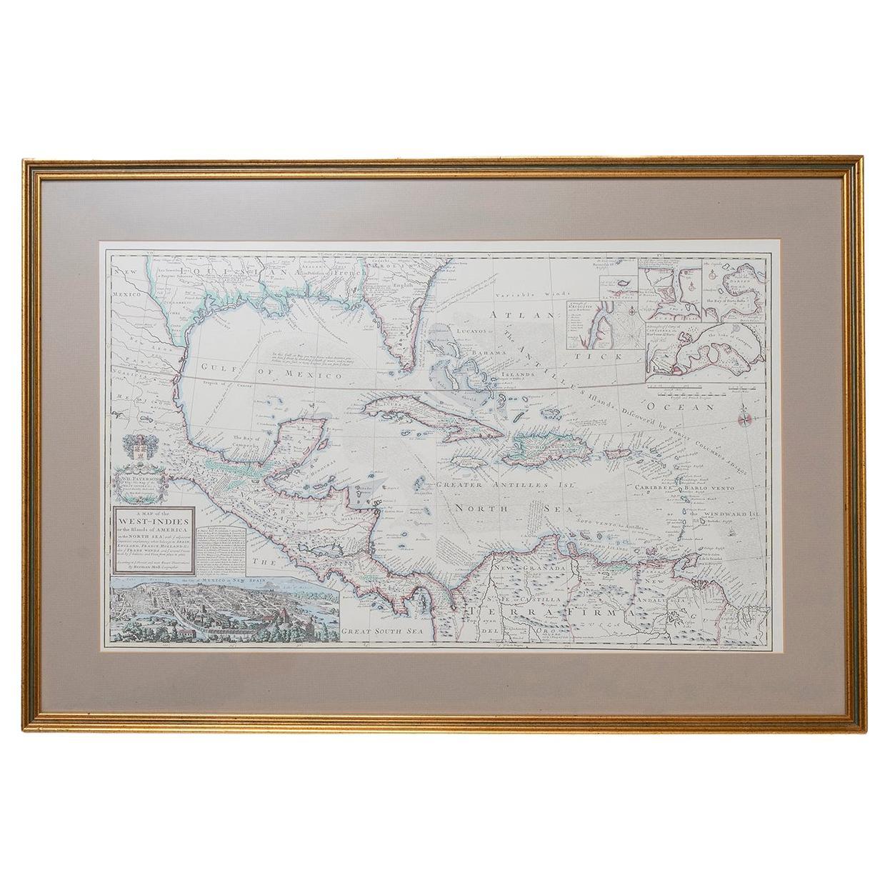 West Indies Herman Moll William Paterson Spanish Trade Routes Gold West Indies Herman Moll William Paterson Spanish Trade Routes Gold