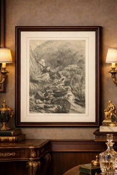 West Lyn Waterfall at Lynmouth Devon, Romantic English Landscape Lithograph 1821