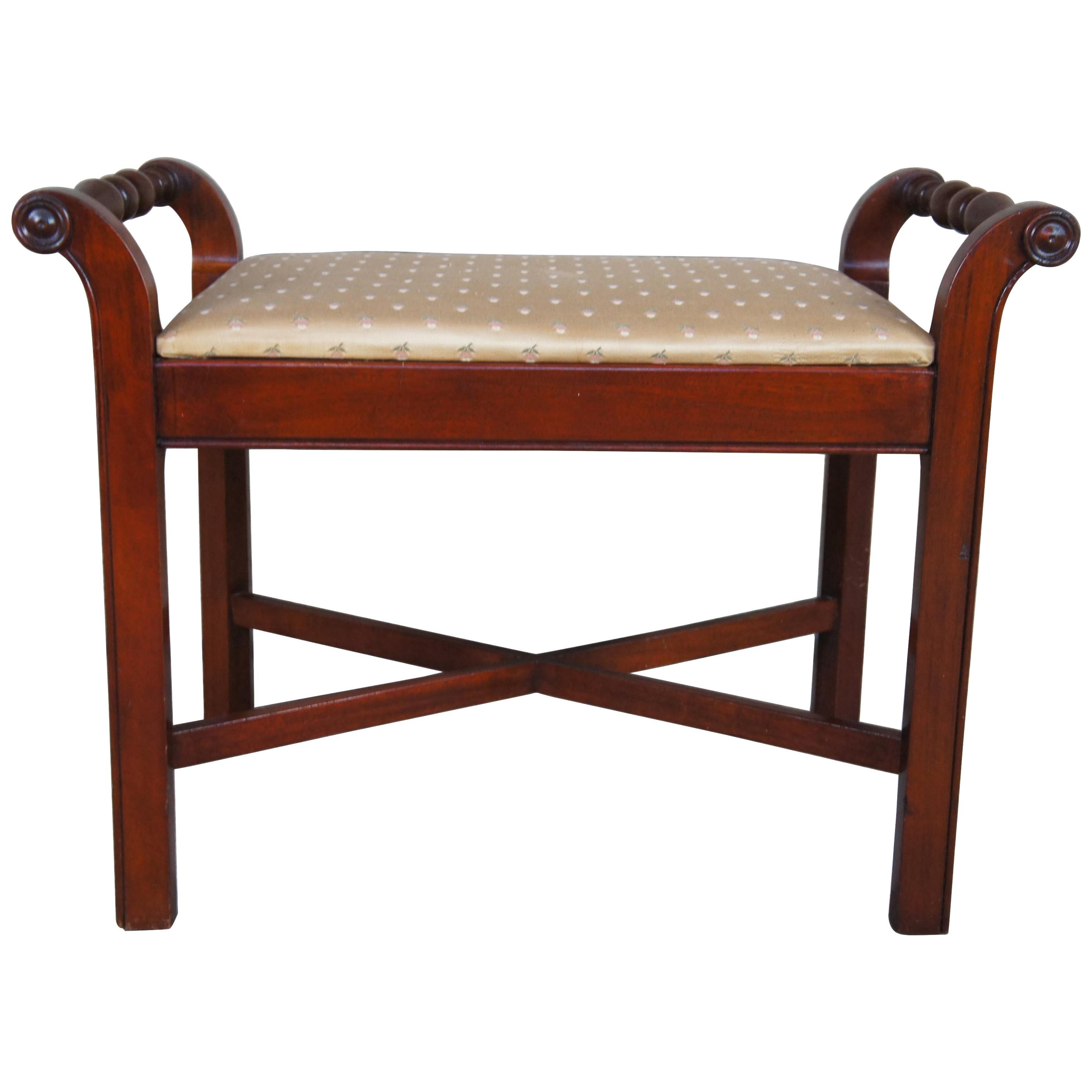 West Michigan Furniture Co. Vintage Mahogany Bench Seat Stool