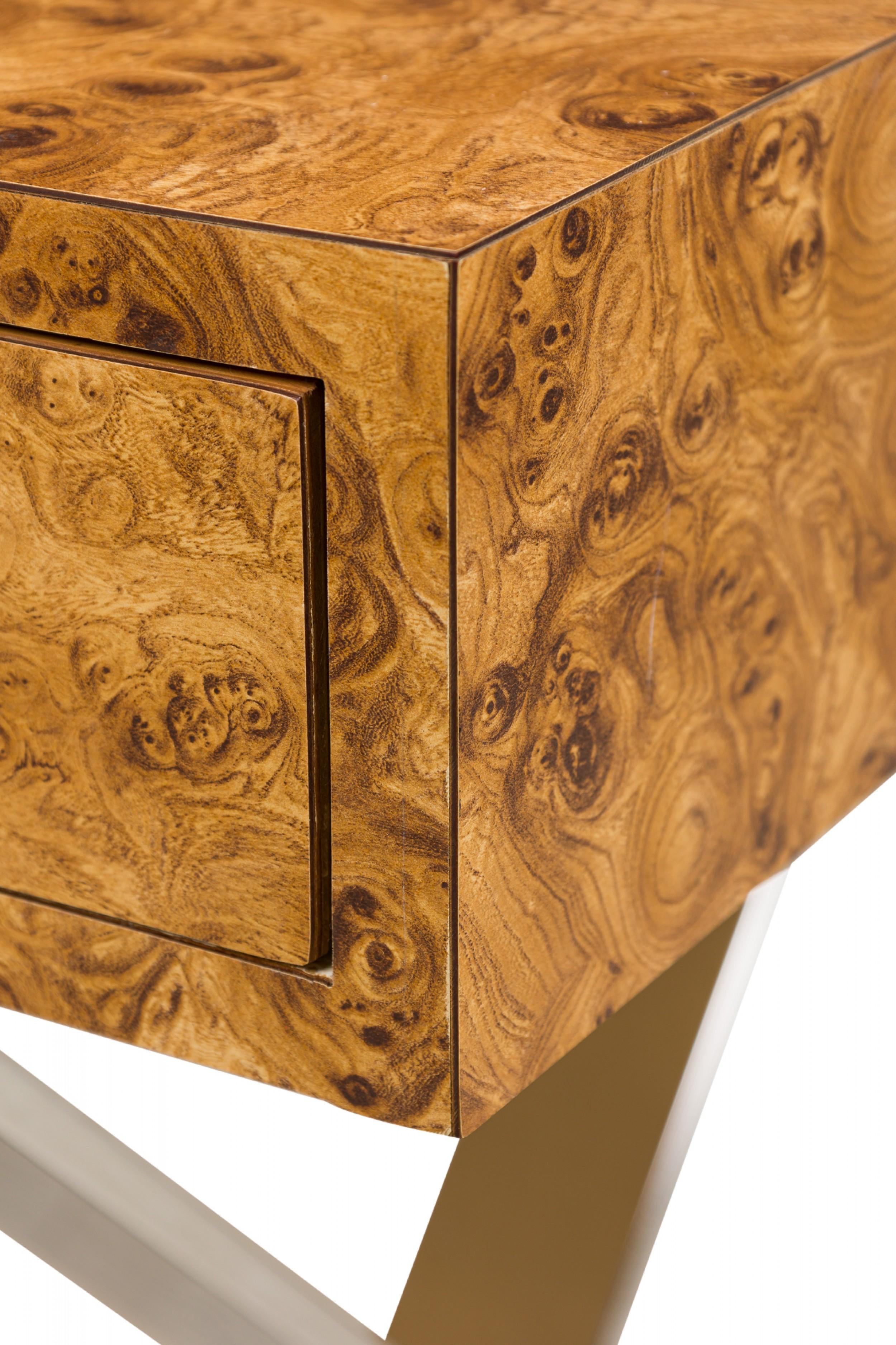 West Michigan Furniture Company American Mid-Century Burl Laminate Campaign Desk 3
