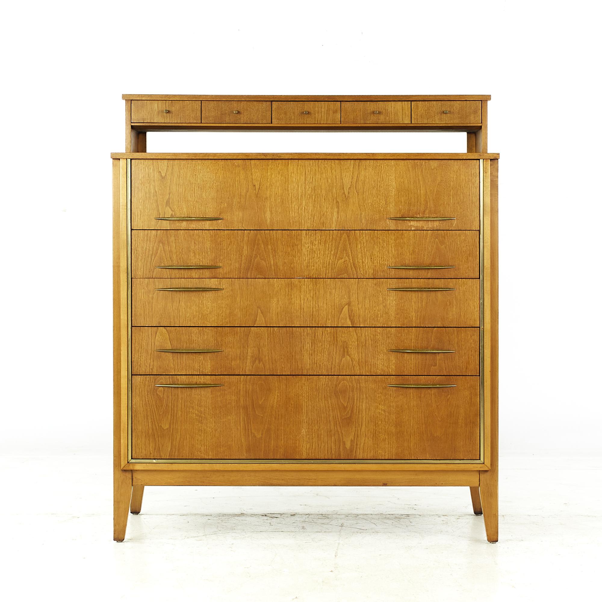 West Michigan Furniture Midcentury walnut and brass highboy

This highboy measures: 40 wide x 20 deep x 47 inches high

All pieces of furniture can be had in what we call restored vintage condition. That means the piece is restored upon purchase
