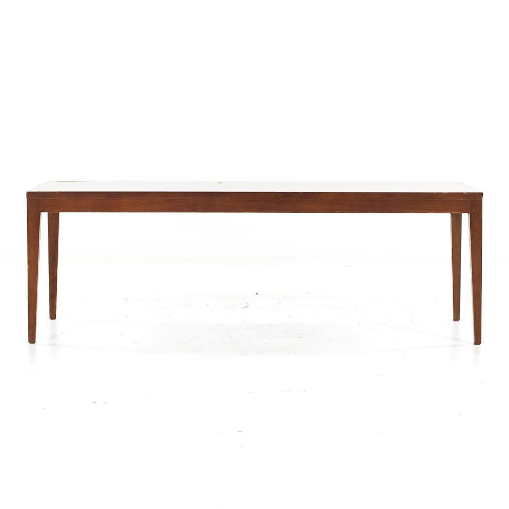 West Michigan Furniture Mid Century Walnut Bench 

This bench measures: 48 wide x 18 deep x 16.25 inches high

All pieces of furniture can be had in what we call restored vintage condition. That means the piece is restored upon purchase so it’s free