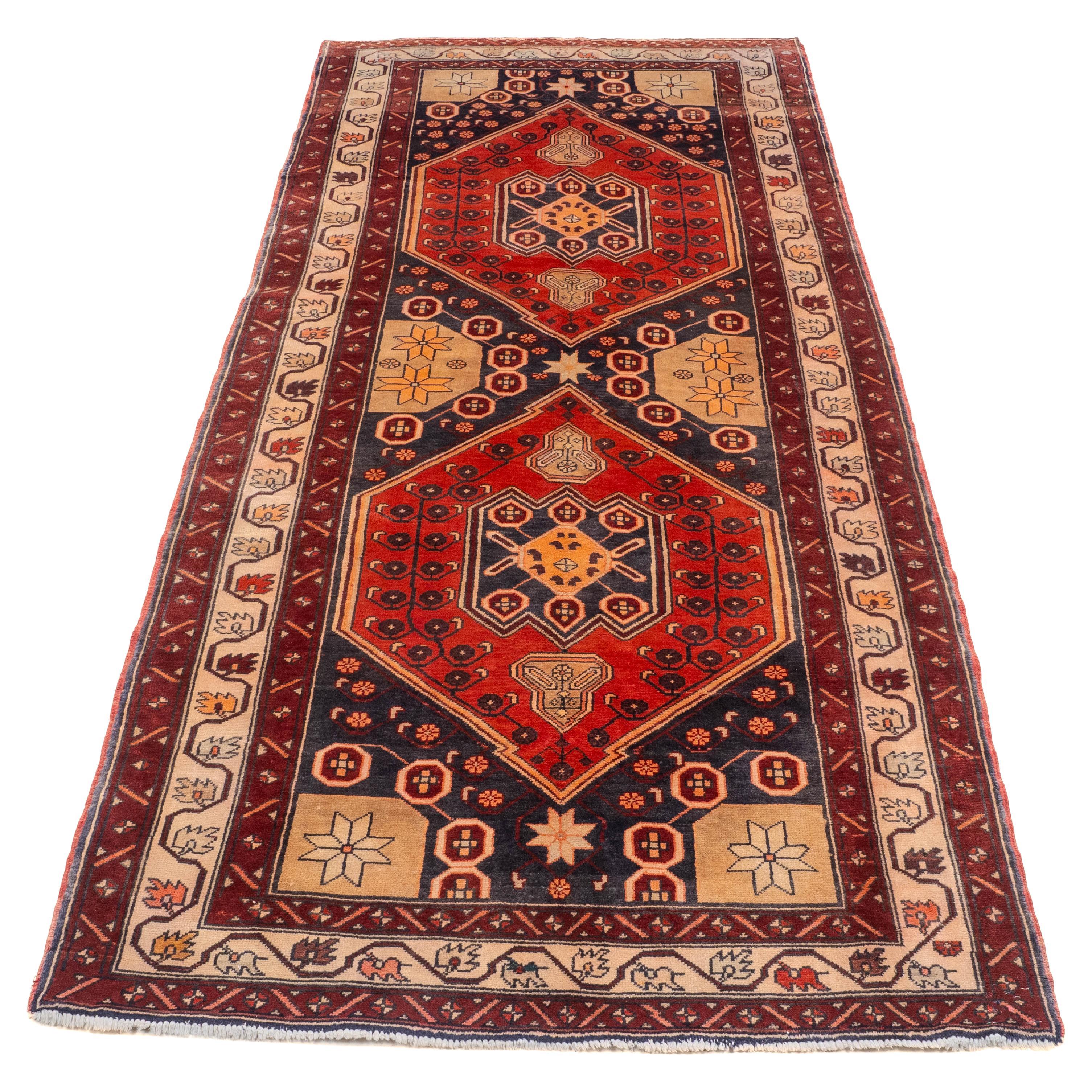 West Persiann Khelleh Handgewebter langer Teppich (Oriental-Teppich)