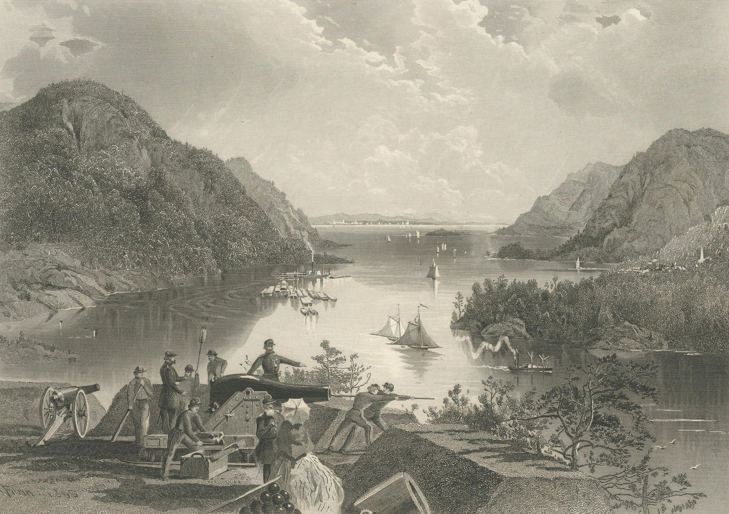 West Point and the Highlands, Hudson River Military View – 1869 Engraving