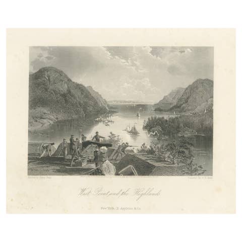 West Point and the Highlands, Hudson River Military View – 1869 Engraving