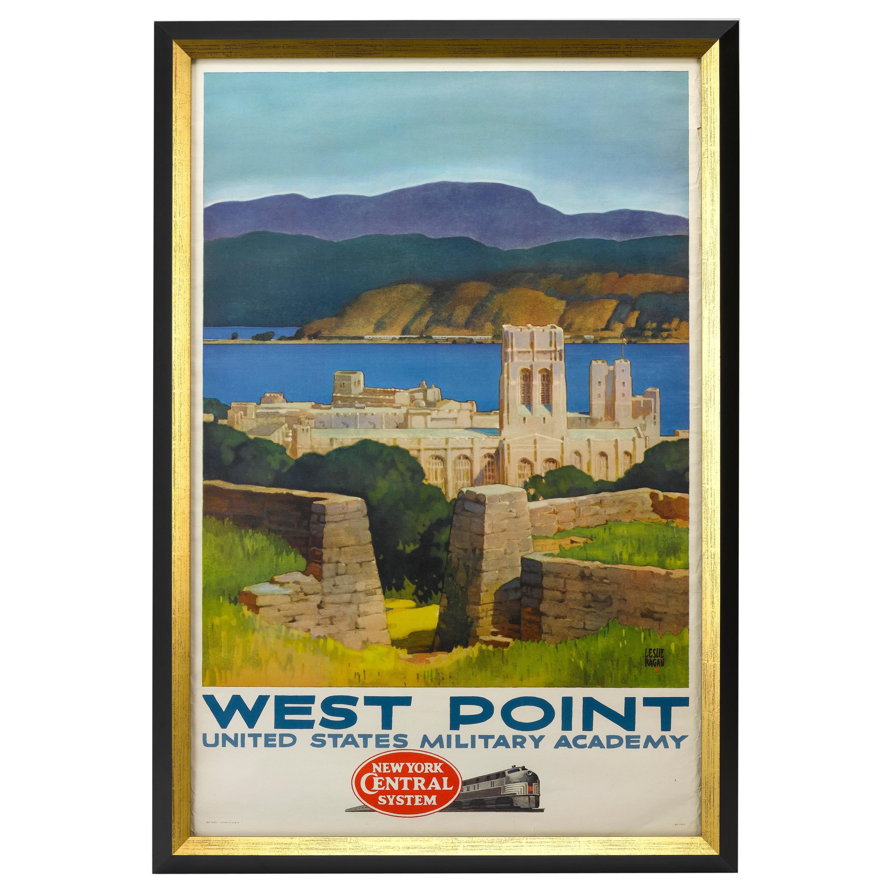 West Point Military Academy Railroad Travel Poster by Leslie Ragan, 1952