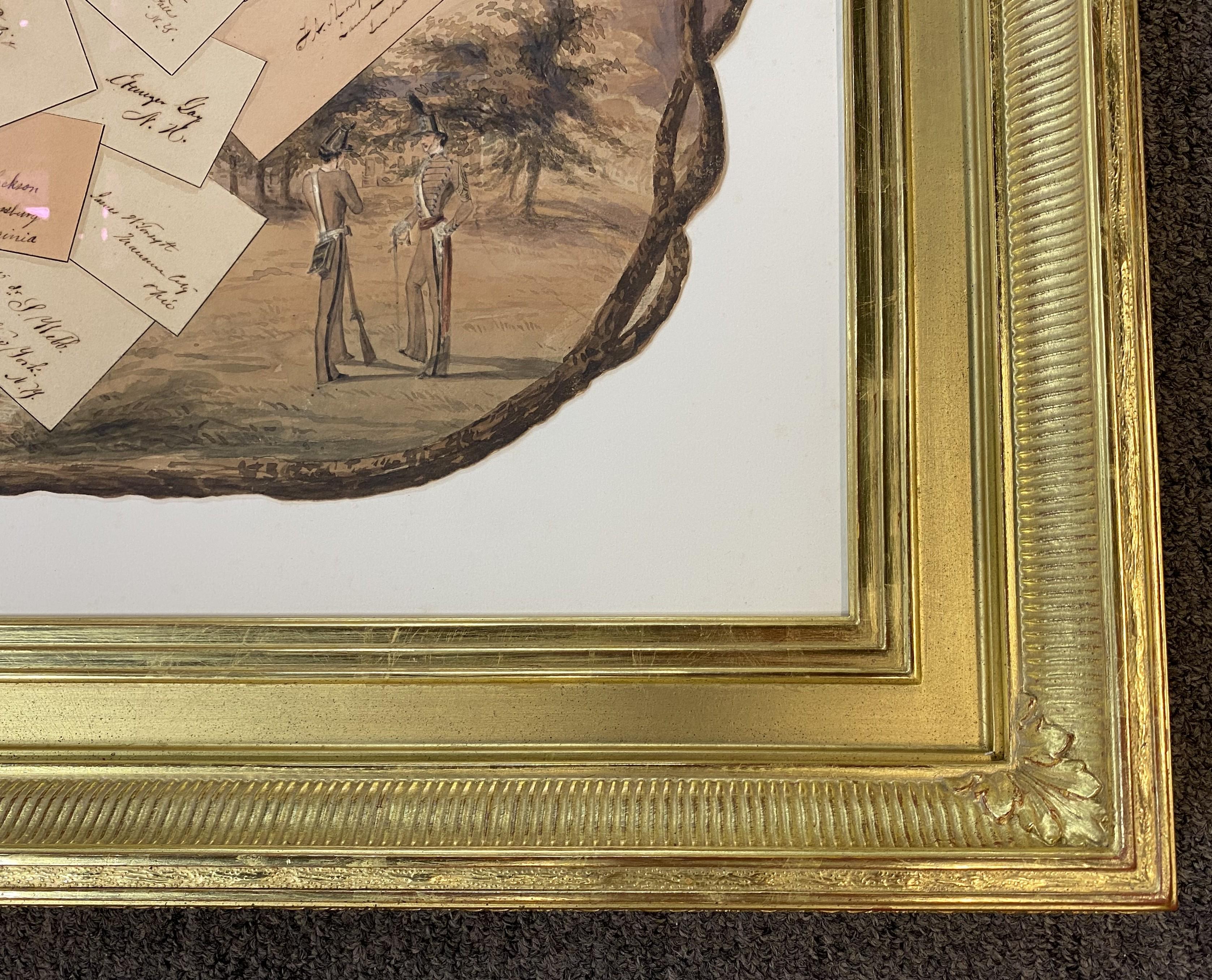 West Point Military Academy Trompe L'Oeil Aquarell Abschlussklasse 1855 im Angebot 3