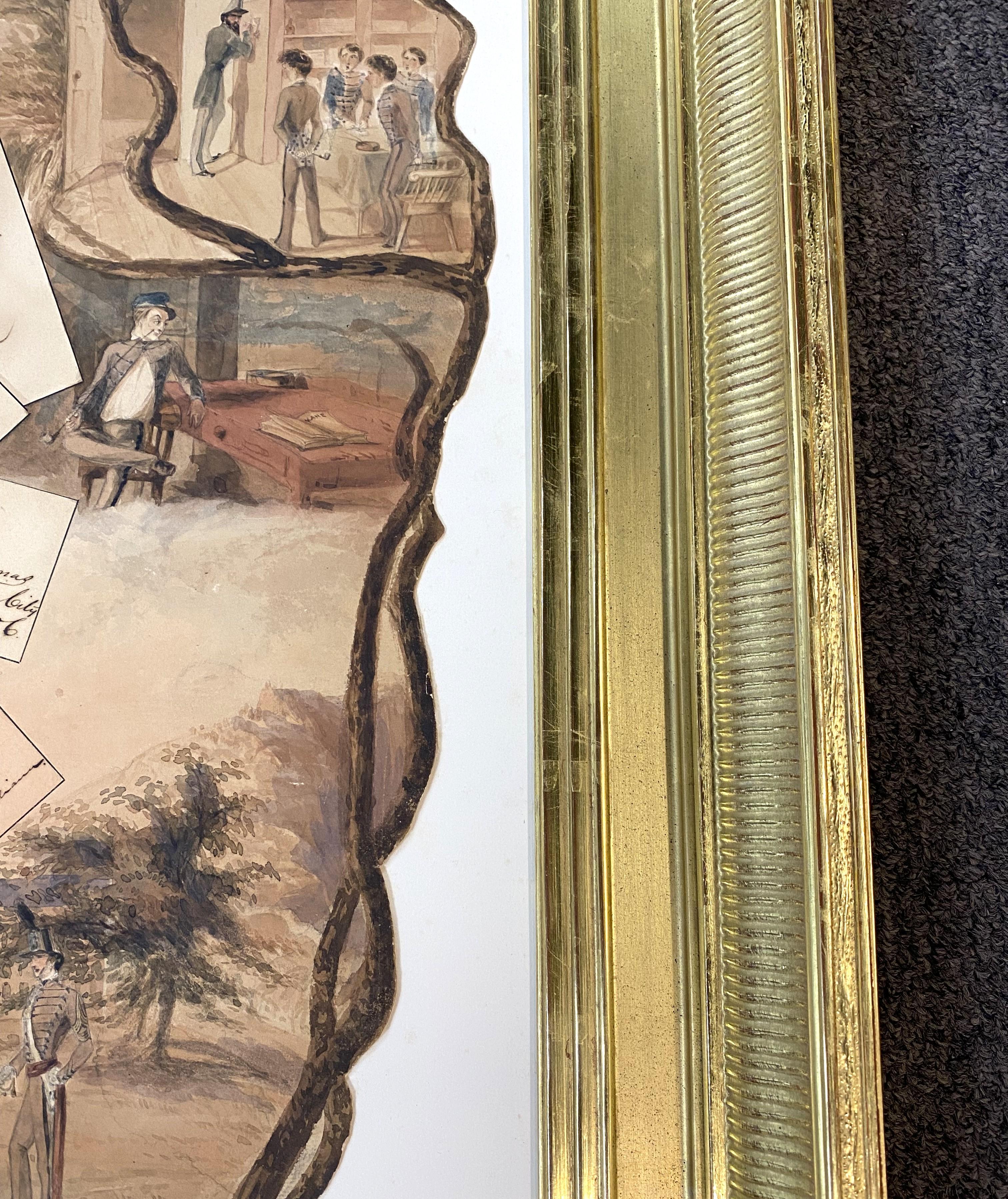 West Point Military Academy Trompe L'Oeil Aquarell Abschlussklasse 1855 im Angebot 1