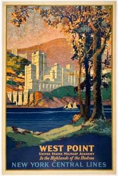WEST POINT - NEW YORK CENTRAL LINES Original Vintage Rail Travel Tourism Poster