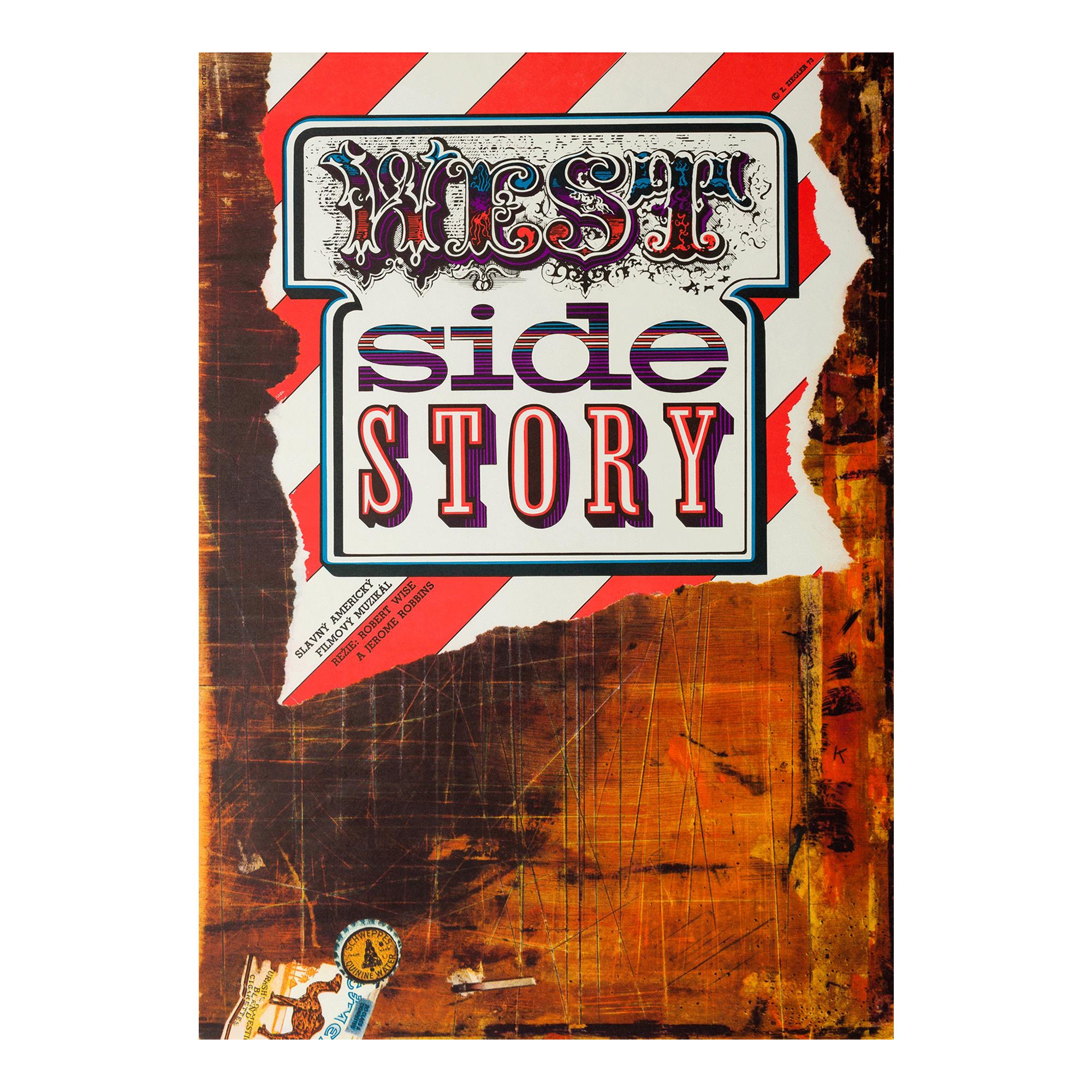 "West Side Story" Cartel de cine checo de gran formato, Zdeněk Ziegler, 1973