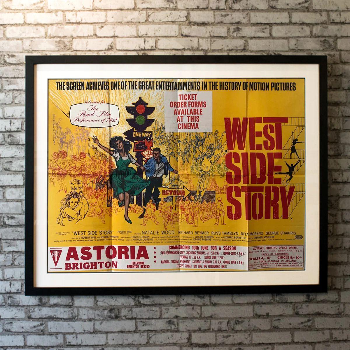 West Side Story, Unframed Poster, 1962

Original British Quad (30 X 40 Inches). Two youngsters from rival New York City gangs fall in love, but tensions between their respective friends build toward tragedy.

Additional Information:
Year: