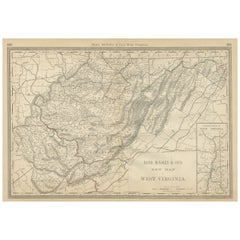 West Virginia Antique Railroad Map c.1888 – Mountain State Counties & Towns