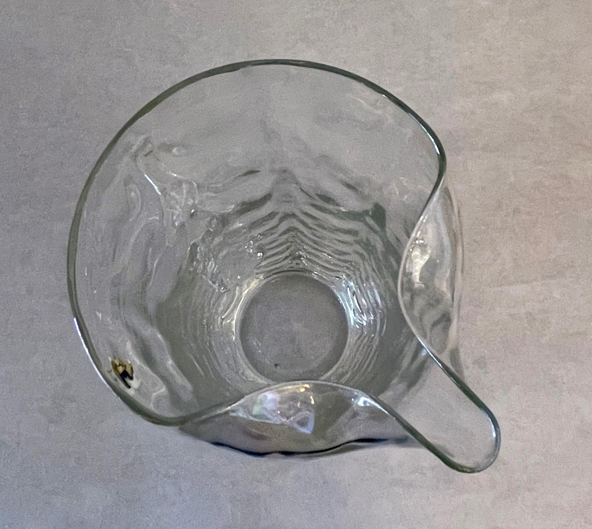 West Virginia Glass Co Blown Set of 6 Roly Poly Glasses with Pitcher & Stirrer In Good Condition For Sale In Houston, TX