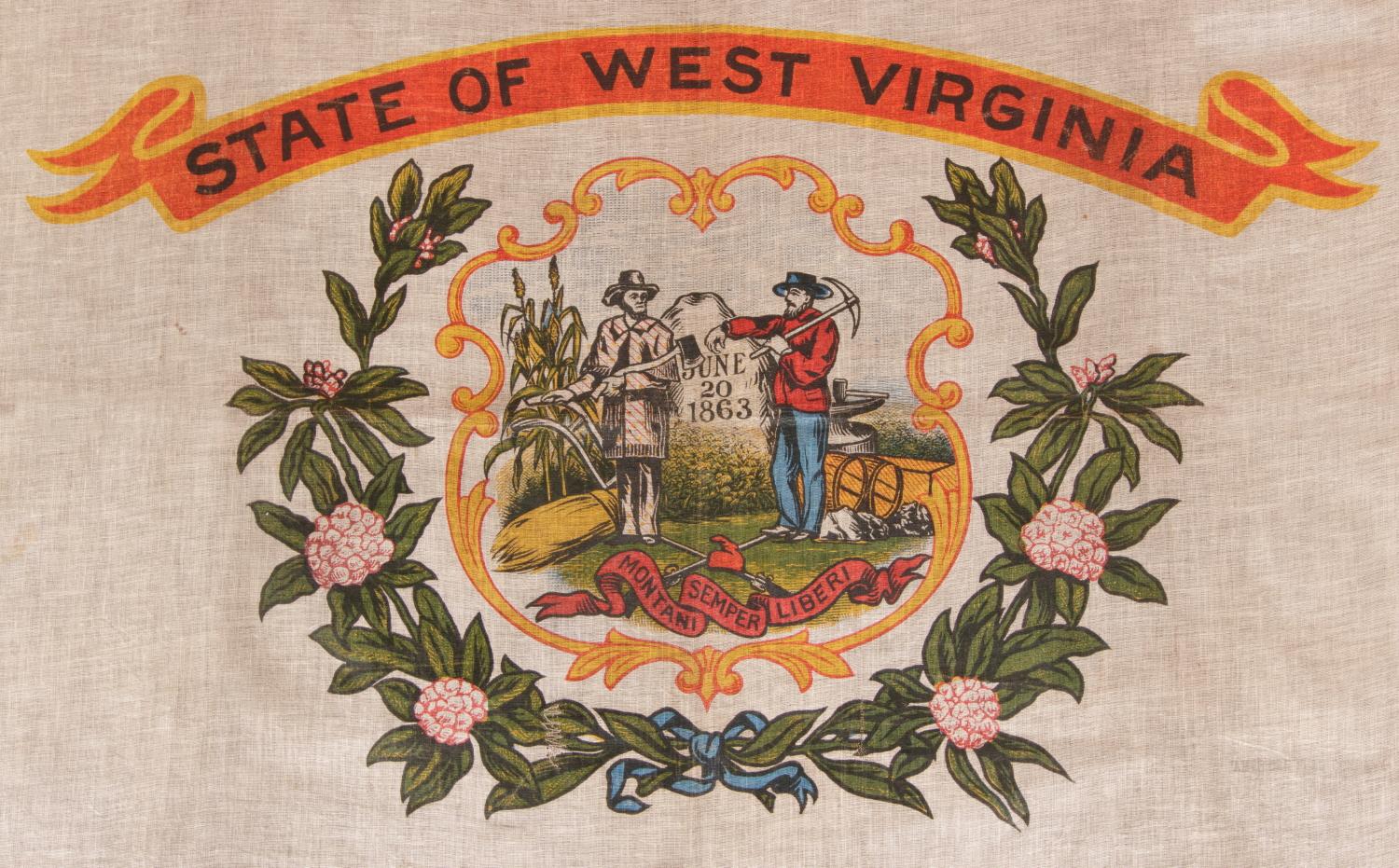 American West Virginia State Parade Flag on Glazed Cotton