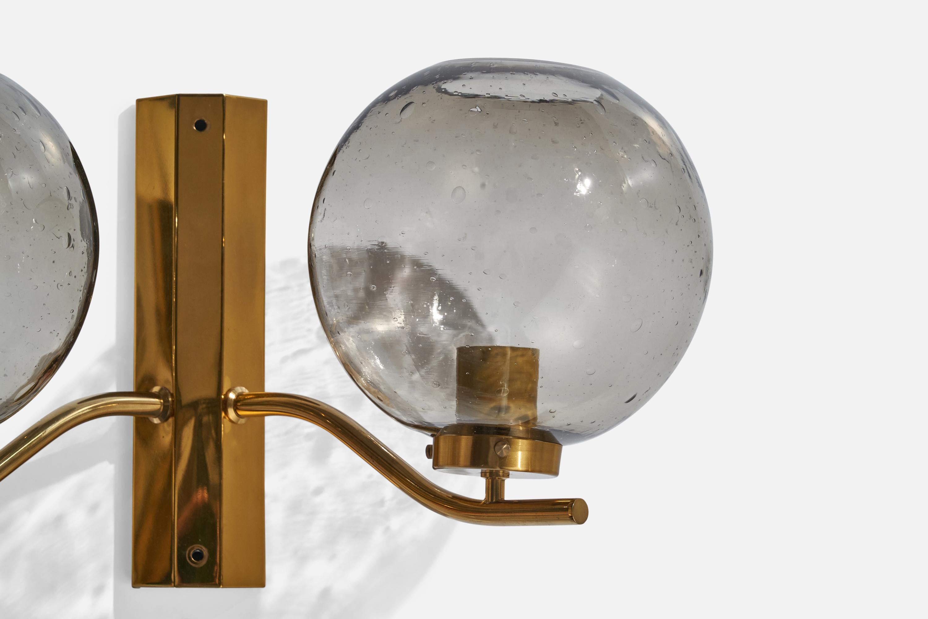 Westal Bankeryd, Wall Lights, Brass, Glass, Sweden, 1970s For Sale 1