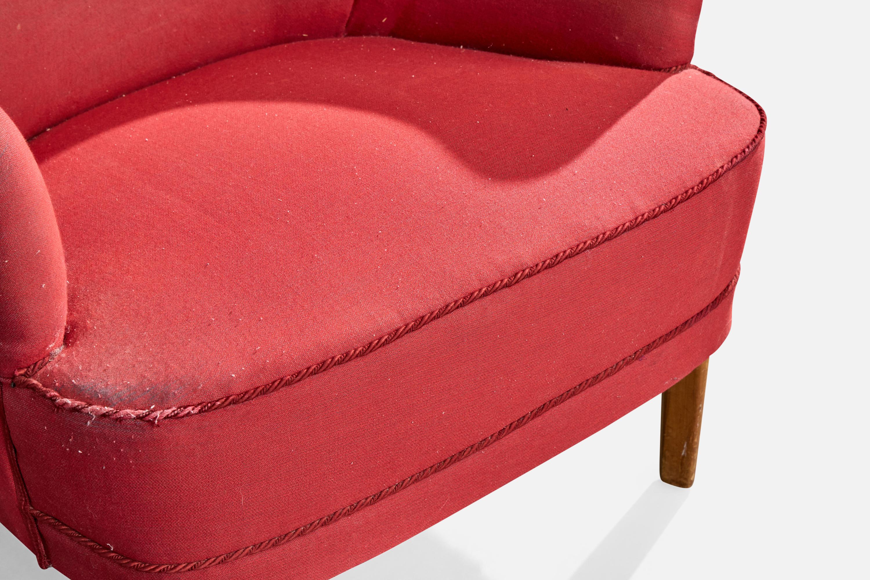 Westbergs Möbler, Loungesessel, Holz, Stoff, 1950er Jahre im Angebot 5